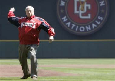 Dick Cheney pitch Washington Nationals baseball