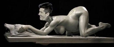 Simon Cowell naked sculpture rug