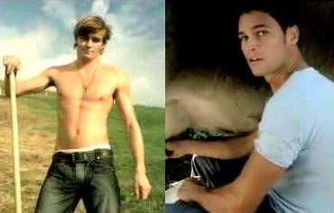 Shirtless Swiss farmer men