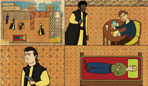 classic-movies-in-turkish-miniatures-posters-and-super-heroes-as-hieroglyphics-by-murat-palta-and-josh-lane-7-pulp-fiction.jpg