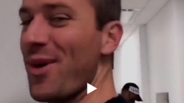 Armie Hammer peeing at urinal