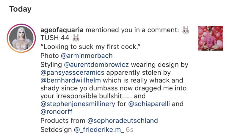 Aquaria Bernhard Willhelm apology